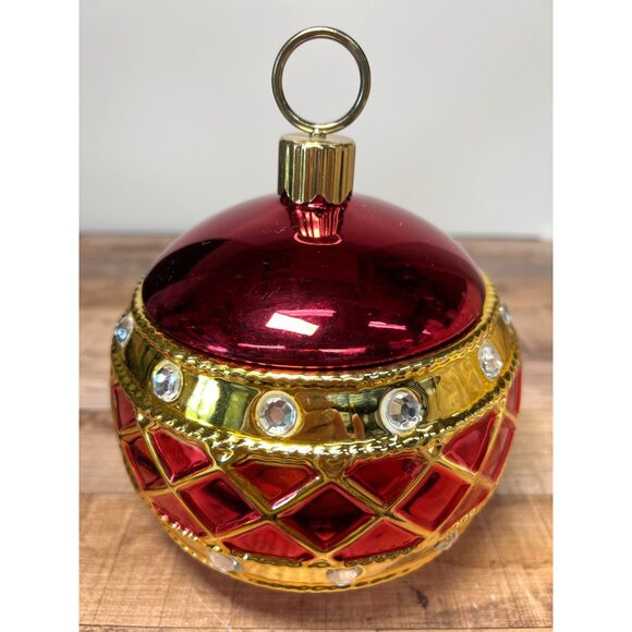 Luxury Red & Gold Jeweled Christmas Ornament Decoration Large - Picture 3 of 5